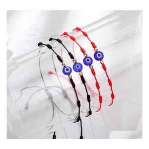 Link łańcuch zło Turkish Lucky Eye Bracelet dla kobiet ręcznie robione pleciony czerwony czarny lina 7 węzłów powodzenia biżuteria bransoletka