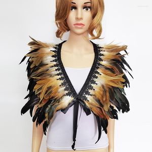Scarves Three Layers Feather Shawl Lace Decor Punk Gothic Shoulder Wrap Cape Scarf Shrug Halloween Rave Party Stage Show Costume