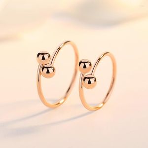 Cluster Rings Simple 18k Gold Ring Female Plain Au750 Rose Live K Birthday Gift