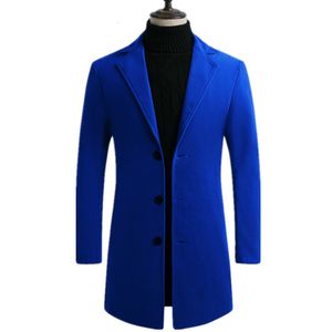 Trench da uomo Giacca a vento lunga casual / Cappotto monopetto tinta unita maschile 230130