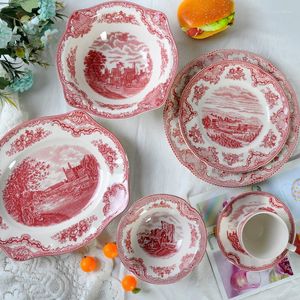 Plates Porcelain & Ceramic Dinner Plate Bowl Round 8/10 Inches Wedding Present Kitchen Tableware Steak Cake Dessert Dishes Coffee Cup