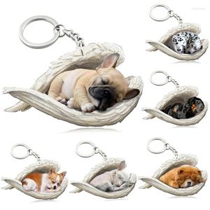 Nyckelringar 100 Style Cut Dog Soving Angel Pendant Bag Keychain Car Keyring Animal Pet Jewelry Boyfriend Girls Presentor Accessories