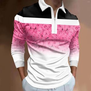 Men's Polos Mens Wallets Male Casual Autumn Printed T Shirt Turn Down Collar Long Sleeve Tops