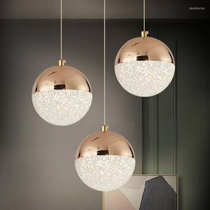 Kolye lambalar Merdivenler için LED Işıklar Oturma Odası Kristaller Daire Nordic Ball Chandelier Villa Merdiven Uzun Asma Lamba