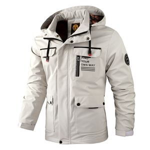 Jackets masculinos 2023 Marca de moda Spring Autumn Windbreaker Bomber Coats Outdoor impermeabilizável com capuz destacável 230130