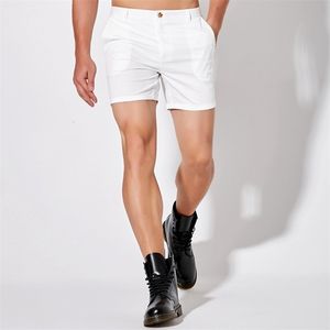 Män shorts herrar affär sommar bomull avslappnad social solid andas golf tröjor man vit hemkläder rak kort byxa 230130