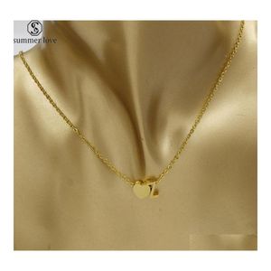 Pendant Necklaces 26 Intial Letter Alphabet Heart Necklace Gold Chain Az Stainless Steel For Women Girls Valentines Day Drop Deliver Dhhn2