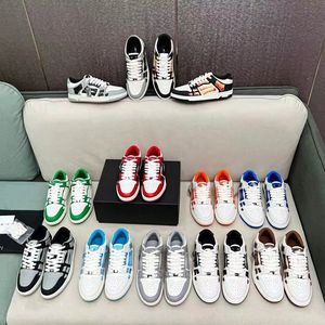 Designer Skel Top Low Casual Shoes Hand-cut Hi Leather Skeleton Trainers Blue Red White Black Green Grey Brown Men Women Outdoor Sports Sneakers With Original Box 35-44