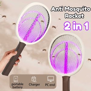 Controle de pragas 2 em 1 USB Swatter Electric 3000V recarregável Mosquito assassino Fly Racket Home Indoor Anti Insect Bug Zapper 0129