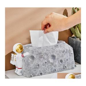 Tissue Boxes Napkins Nordic Astronaut Box Holder Resin Ornaments Art Home Livingroom Dining Table Figurine Decoration Crafts Paper Oterm