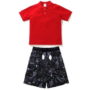 Crianças conjuntos de roupas designer tubarão macacos treino meninos imprimir manga curta camisetas shorts crianças meninas polo camisetas crianças juventude camisetas infantis mo q937 #