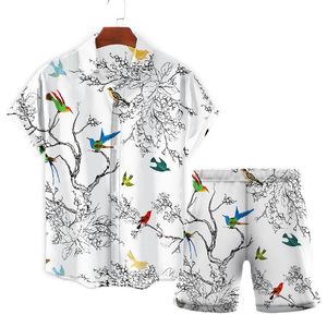 남성용 트랙 슈트 패션 2023 여름 트렌드 캐주얼 프린팅 셔츠 짧은 소매 정장 파티 느슨한 해변 바람막이 남성용 남성용 남성