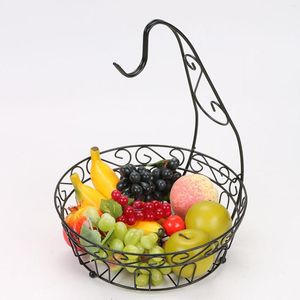 Plates Metal Wire Fruit Basket With Hanging Hook For Holding Fruits Vegetables Breads Open Design Multifunction Storage
