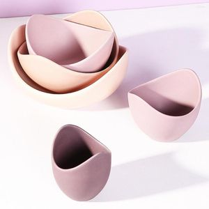 Plates 1 Set Snack Tray Attractive Stackable Floral Design Ceramic Lotus Shape Nordic Style Kitchen Fruit Salad Nut Storage Bowl