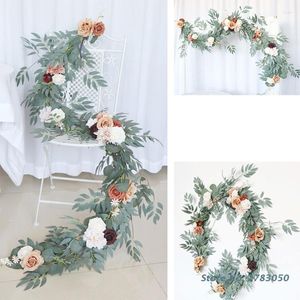 Dekorativa blommor 180 cm Rose Artificial Christmas Garland för bröllop hemrum Dekoration vårens höstträdgård båge Diy Fake Plant Vine