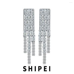 Dangle Earrings Shipei 925スターリングシルバーホワイトサファイア宝石ファッションタッセルウェディングエンゲージメントファインジュエリー卸売