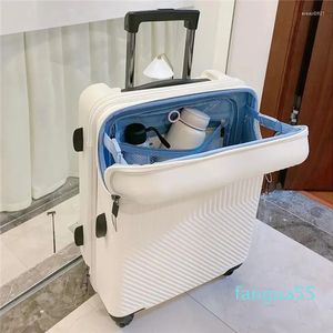 Suitcases Fashion Front Opening Travel Luggage Universal Wheel Luxury Trolley Suitcase Bag Men Women PC Boarding Case