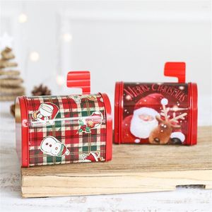 Juldekorationer presentförpackning Santa Claus Candy Craft Iron Storage Organizer Tin Postbox Party Ornament