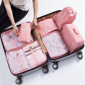 Förvaringspåsar 7st/set reser hem dragkedja digital datakabelorganisatör för klädsko bagage förpackning kub resväska snygg påse
