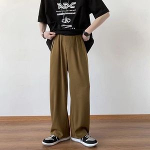 Pantaloni da uomo estivi sottili casual da uomo moda kaki nero gamba larga pantaloni da uomo dritti larghi in seta di ghiaccio M-3XL da uomo