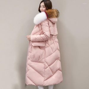 Trench feminina Casacos 2023 Mulheres de inverno Long Down Jacket Casaco de nível superior Duck Mantenha o sobretudo quente sobretudo com capuzes com capuz com capuz de jaquetas de colarinho