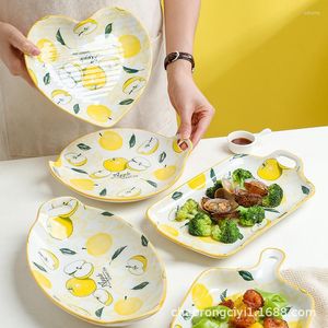 Plates Ceramic Noodle Bowls Dinnerware Fruit Salad Hand-Painted Dishes Retro Bakeware Binaural Baking Pan Kitchen Tableware