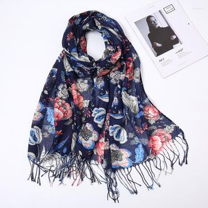 Шарфы кисточки женщины напечатаны цветочные шарф шарф шарф