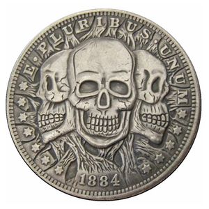 Hobo Coins USA Morgan Dollar 1884 Skulls Zombie Skeleton Hand Copia Copinas Metal Crafts Special Gifts #0009