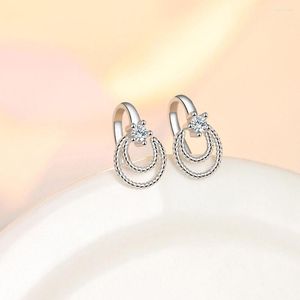 Backs Earrings Non Pierced Women Silver Color Moon Ear Clip Simple Cubic Zirconia Earcuffs Female Geometric Jewelry