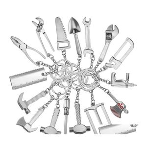 Nyckelringar nyckelringar för män bilväska kombination verktyg bärbar mini verktyg ficklås rer hammare skiftnyckel tång skovel 494 h1 drop dhaoh