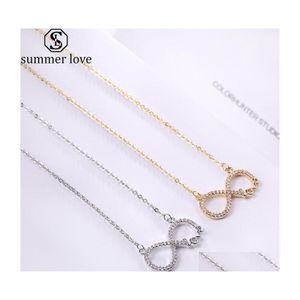 Pendant Necklaces White Cubic Zirconia Necklace Love Infinity Heart Gold Sier Chain For Women Valentines Day Jewelry Giftz Drop Deli Dhvu9