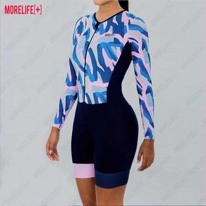 Sets feminino campanha de ciclismo traje de mangas de mangas de mangas compridas Triathlon MAILLOT ROPA Bicicleta Mujer Macacao Ciclismo feminino Z230130