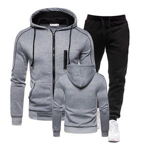 Erkek Trailsits Sıradan Spor Takım Drawstring Tasarım Moda Polar Sıcak Fitness Düz Renk Kapşonlu Takımcılar