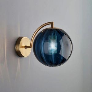 Wall Lamp Gold Metal Nordic Colorful Glass LED Light For Bedroom Bedside Parlor Bathroom Corridor Sconce
