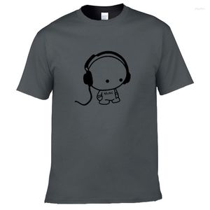 Camisetas para hombres auriculares de moda de alta calidad caricatura estampada camiseta casual para hombres camiseta de algodón de algodón