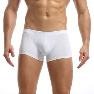 Underpants Men Ice Silk Travel Homewear Underwear Sexy Breathable Boxer Briefs White Red Black Gray