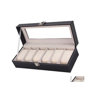 Jewelry Boxes Window Organizer Box For Save 6 Wrist Watches 656 Q2 Drop Delivery Packaging Display Dhzs3