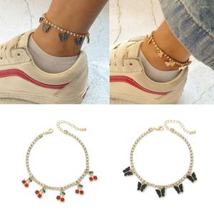 Anklets 2023 Akryl Rhinestone Chain Fjäril