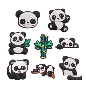 Schuhteile Zubehör Großhandel 100 stücke PVC Tiere Panda Bambus Krabbe Schöne Sandalen Designer Ornament Schnalle Für Jungen Mädchen Croc Dh2Re