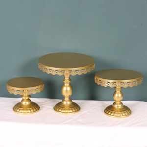 Bakeware Tools Wedding Gold Cake Stands Set S M L LACE High Feet Birthday Party Dessert Pastries Cupcake Plates Tray For
