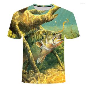 メンズTシャツ2023フィッシングシャツスタイルカジュアルデジタルフィッシュ3DプリントTシャツ男性女性Tシャツ夏半袖OネックトップスステーズS-6XL