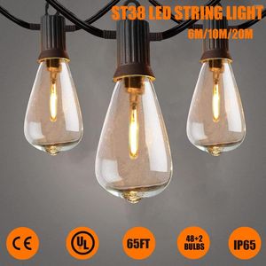 Strings 65FT LED Outdoor String Lights ST38 With 50 Shatterproof Bulb Party IP65 Waterproof Patio