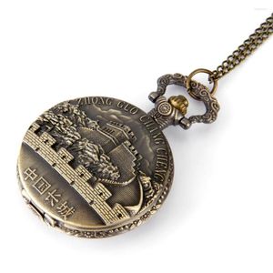 Taschenuhren Große China Great Wall Retro-Uhr Wanli mit Halskette 8857