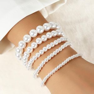 Strand Multilayer Faux Pearl Bransoletka dla kobiet moda 2023 Trendy Jewerly