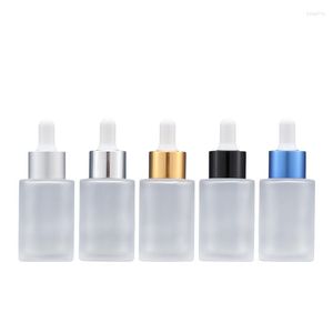 Storage Bottles 100Pcs/Lot 30ml Frosted Glass Dropper Essence Oil Bottle Cosmetic Sample Refillable Container Empty White Rubber