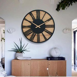 Zegary ścienne europejski zegar 3D nowoczesny projekt salon kreatywny vintage drewniany kwarc cichy retro dla
