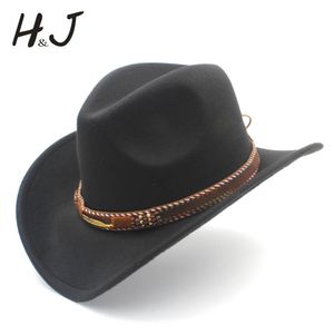 Breda Brim Hats Bucket Hats Kvinnors ull Western Cowboy Hat för Gentleman Lady Winter Autumn Jazz Cowgirl Cloche Sombrero Caps 2 Big Size 230130