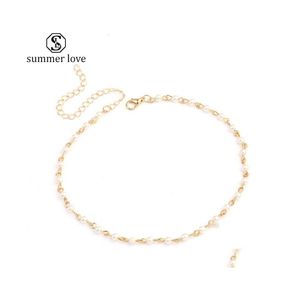 Pendant Necklaces Vintage Gold Sier Color Simatedpearl Chain Choker Necklace For Women Party Pearl Fashion Wedding Jewelry Giftz Dro Dh7Vl