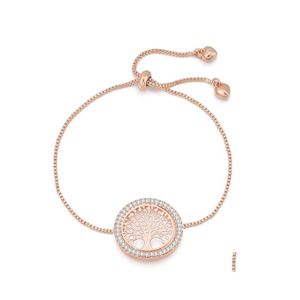 Charm Bracelets Crystal Gold Siery Tree Of Life For Women Gift Mujer Fashion Adjustable Bracelet Female Jewelry 20220223 T2 Drop Deli Dhgom