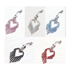 Ombelico Bell Button Rings Belly 5 Colori Mix Heart Style Anello ombelicale Body Piercing Gioielli Ciondola Ornamenti 3 1Hz Y2 Drop Delivery Dhgfh